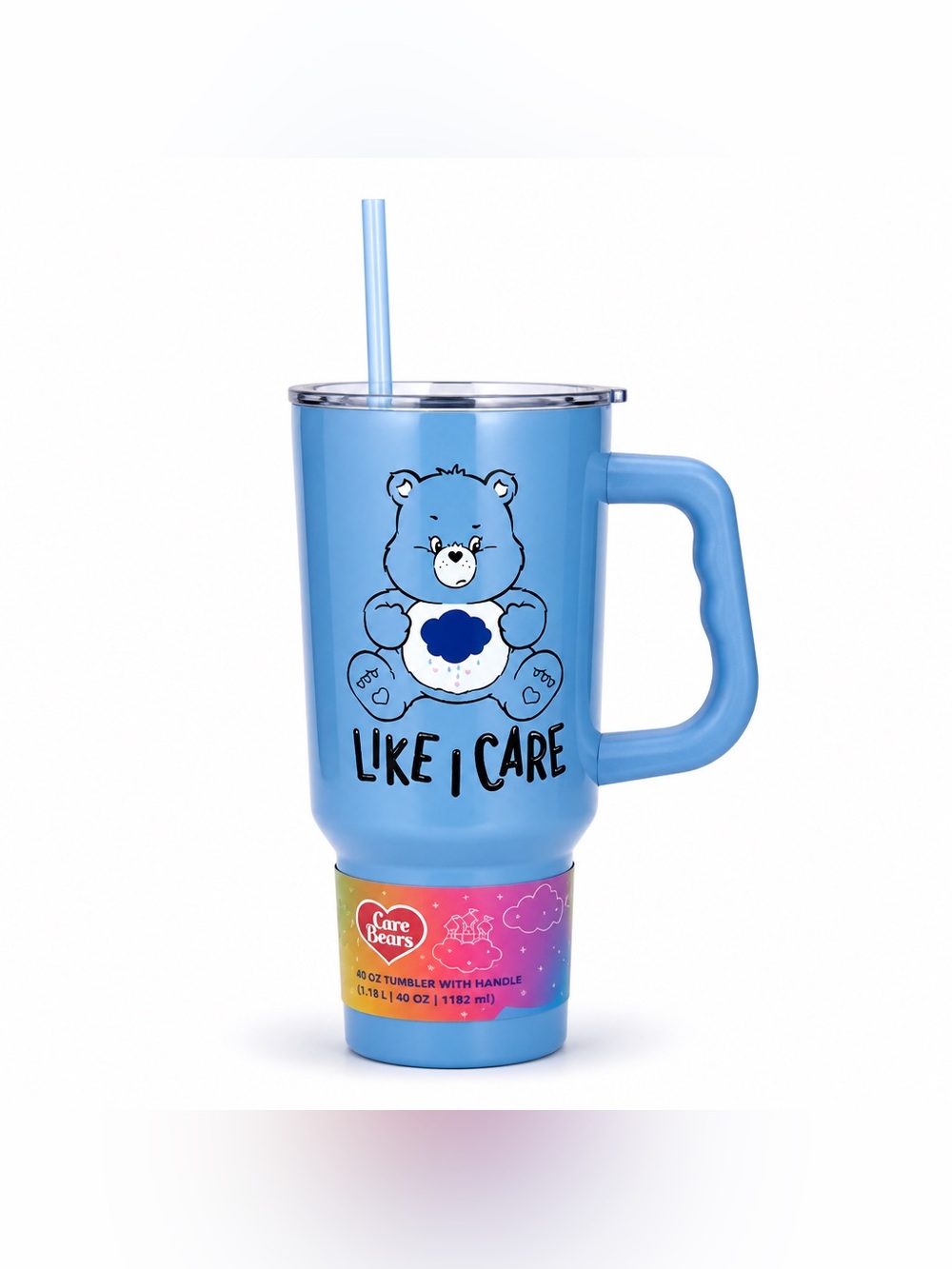 Care Bears Grumpy Bear 40oz Like I Care Stainless Steel Tumbler With Handle